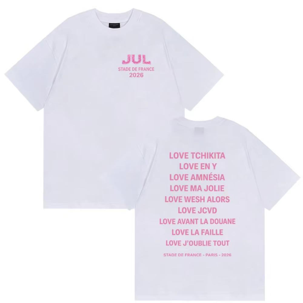 Jul Stade De France Tour Double Sided Printed T Shirt Unisex Women Clothing Fashion Oversized Tshirt High Quality Cotton Tees