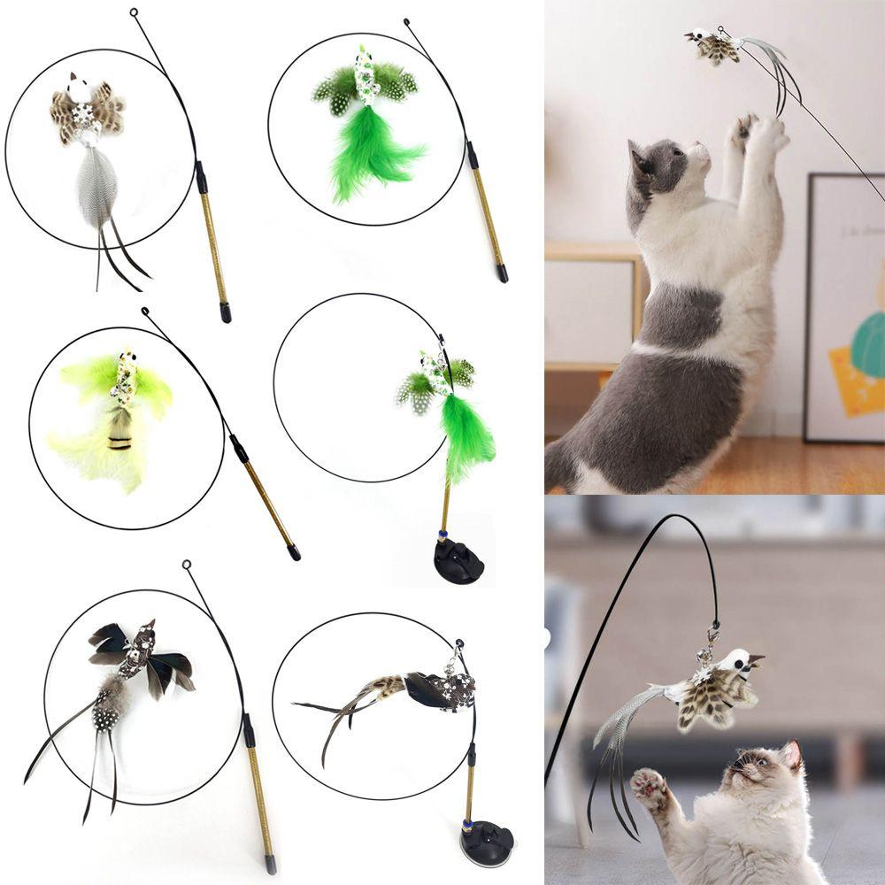 Play Pet Supplies Simulation Bird Stick Toy Wire Chaser Wand Cat Kitten Toys Teaser Feather