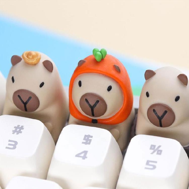 Цветные градиентные кейкапы из смолы с изображением капибары Компактный размер Легкая конструкция Для механических переключателей