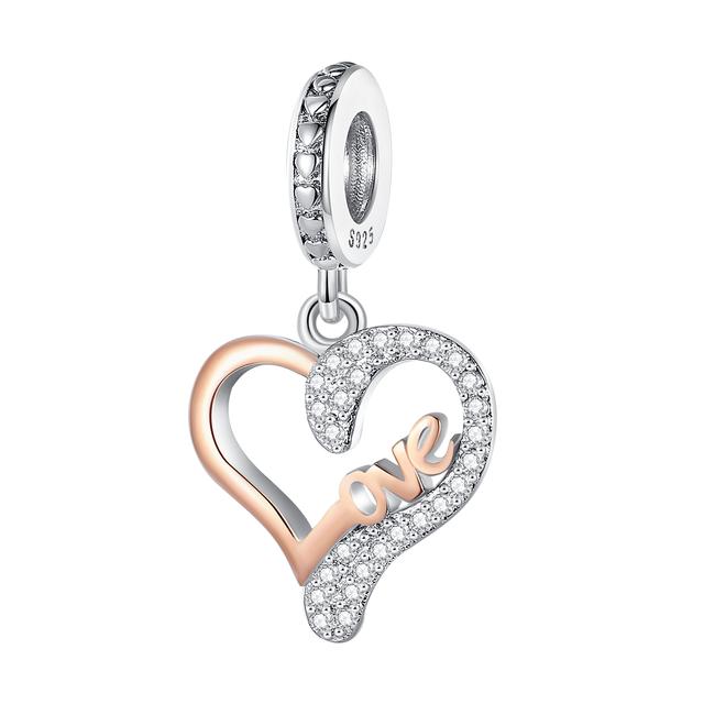 Стерлингового Серебра 925 пробы Love You Mom с двойным сердцем, висячие бусины с разрезом, подходят для оригинального модного браслета, сделай сам, для женщин, ювелирные изделия, подарок
