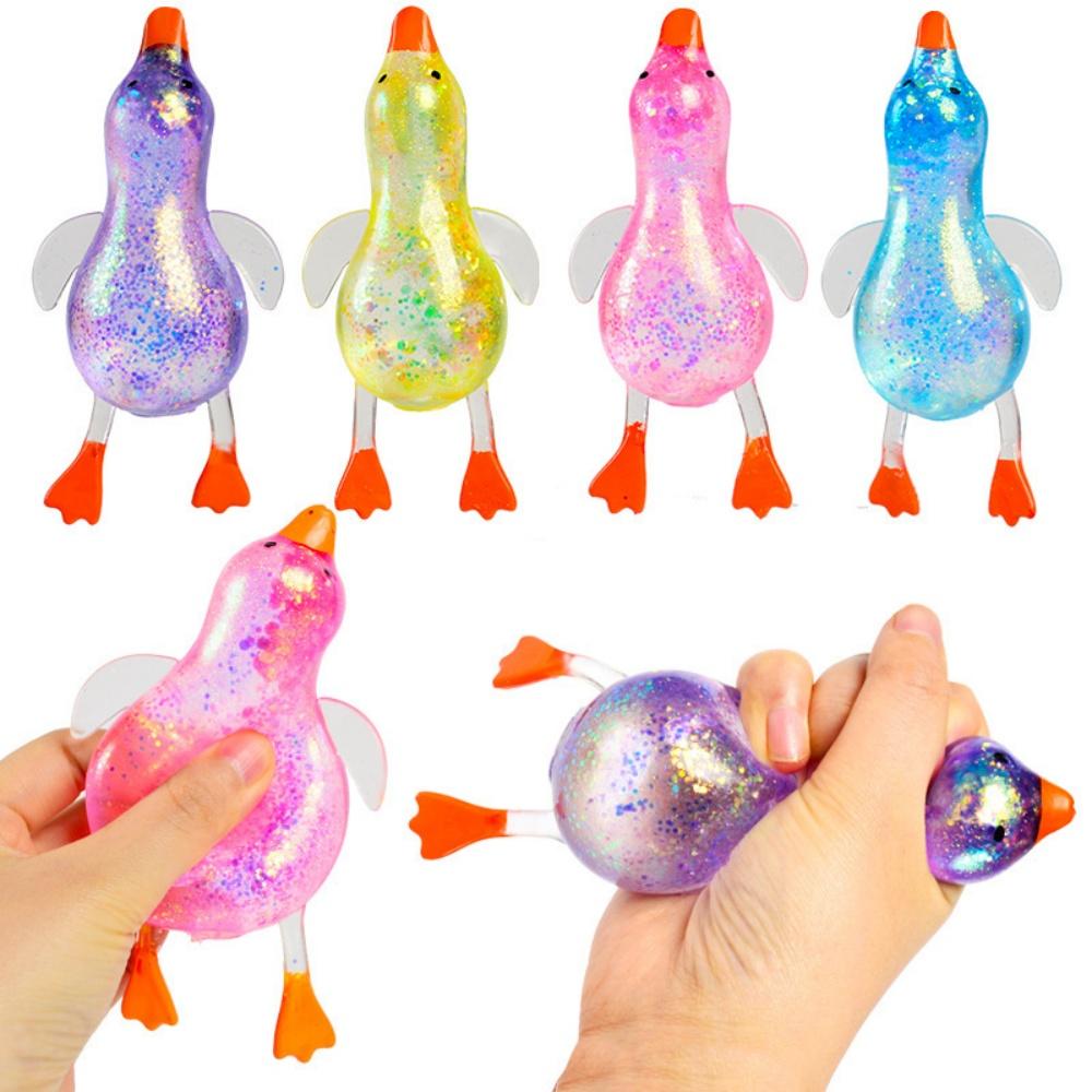 Squishy Glitter Duck Kids Fidget Toy Animal Sugar Stress Ball Stress Relief Sensory Toy Party Favors Easter Basket Stuffers