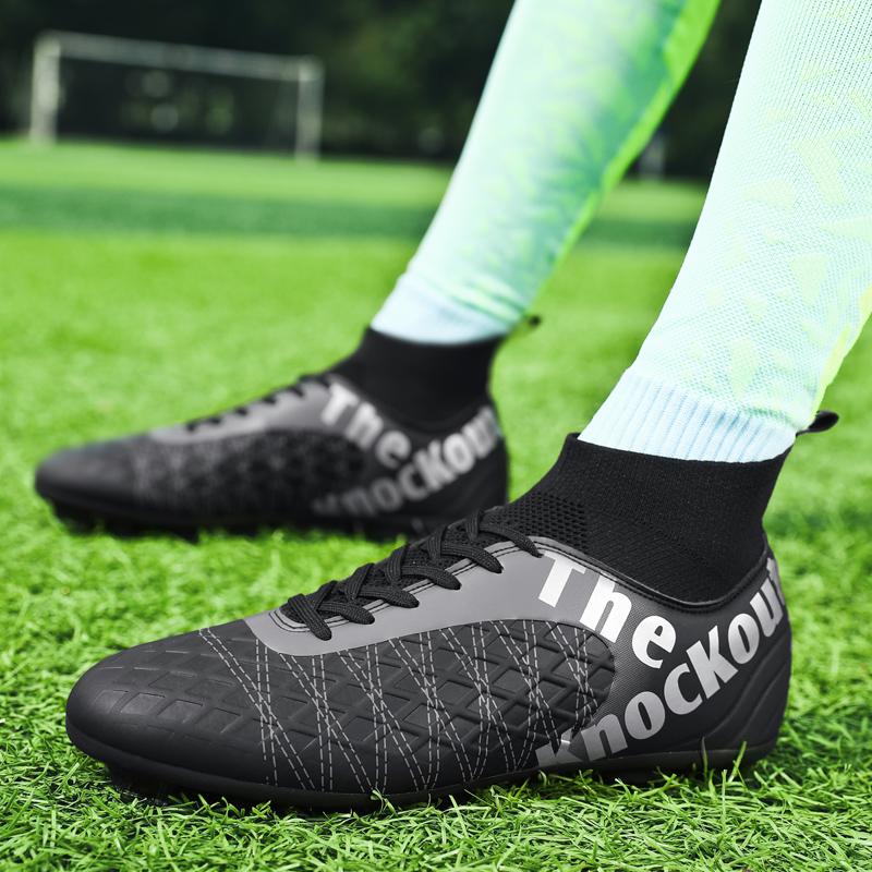 31-48 Мужские/женские футбольные бутсы. Высококачественные большие кожаные высокоэластичные носки, футбольные тренировочные бутсы с длинными ногтями из искусственного газона.