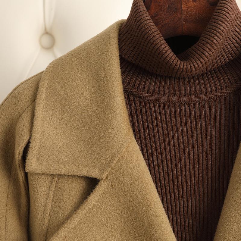Double-sided Cashmere Coat Women's Medium and Long Autumn and Winter New Woolen Solid Color Double-sided Woolen Coat
