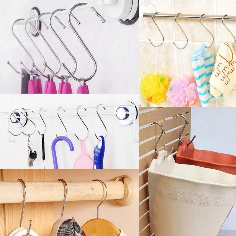 Stainless Steel S-Shape Hooks for Bathroom Hook Clothing Hanger Hanging Hooks for Butcher Shop Kitchen Storage Hooks