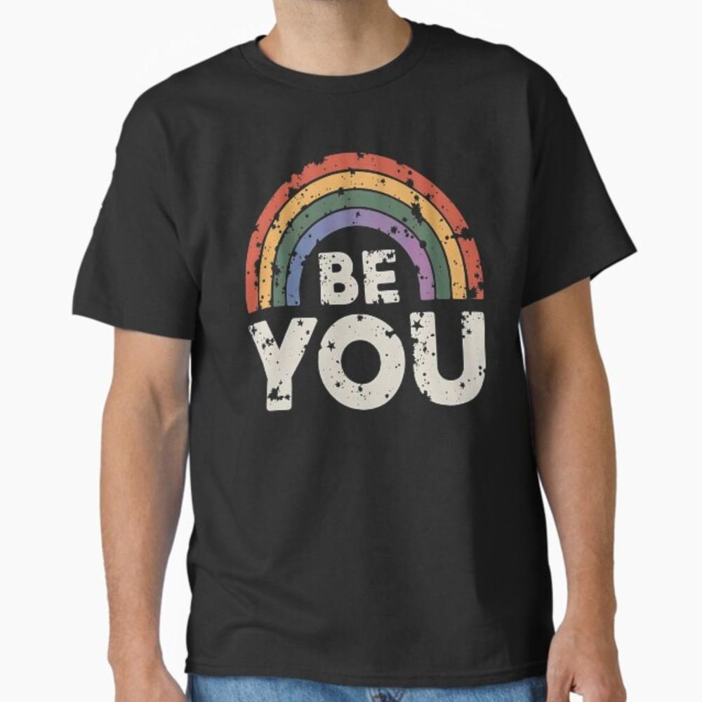 LGBTQ Be You Gay Pride LGBT Ally Rainbow Flag Retro Vintage T-Shirt Unisex T-Shirt