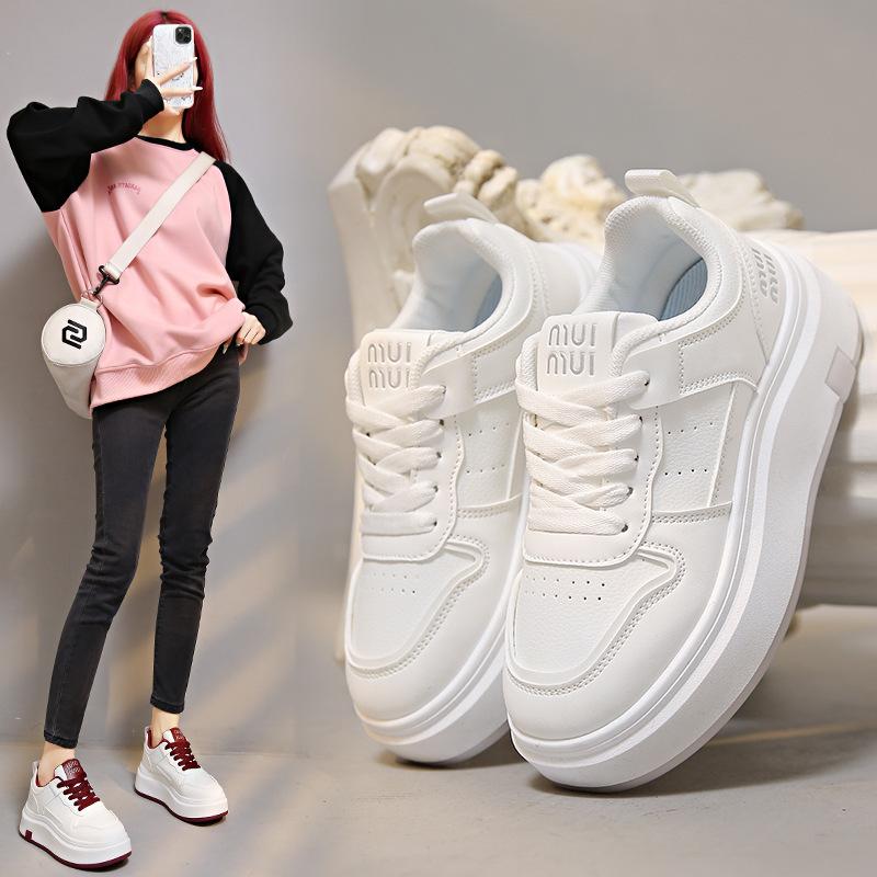 Korean Version of White Shoes Women's 2025 Autumn New Ins Student Leisure Trend Shoes Women's Thick-soled Heightening Board Shoes ZS81