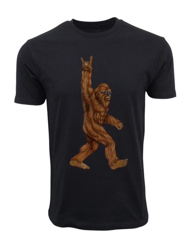 Bigfoot rock and roll t-shirt, Sasquatch graphic tee, novelty rock shirt