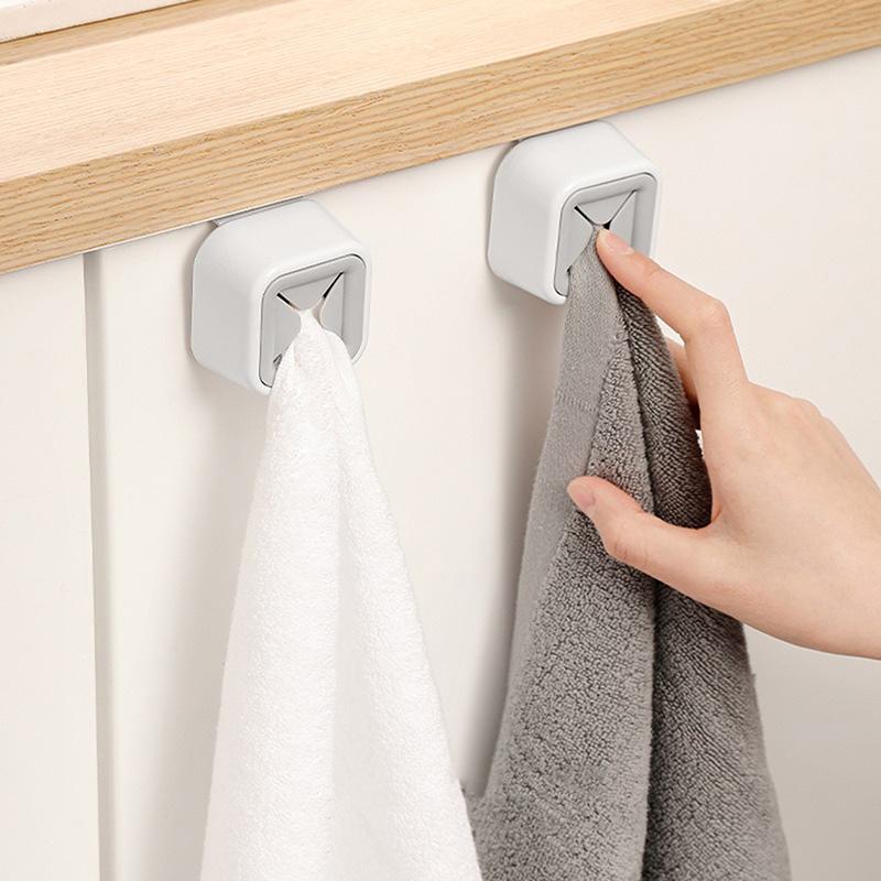 2 шт. Самоклеящийся держатель для полотенец, органайзер для ванной комнаты, стойка для хранения полотенец, зажим для мочалок, аксессуары для ванной комнаты, аксессуары для кухни