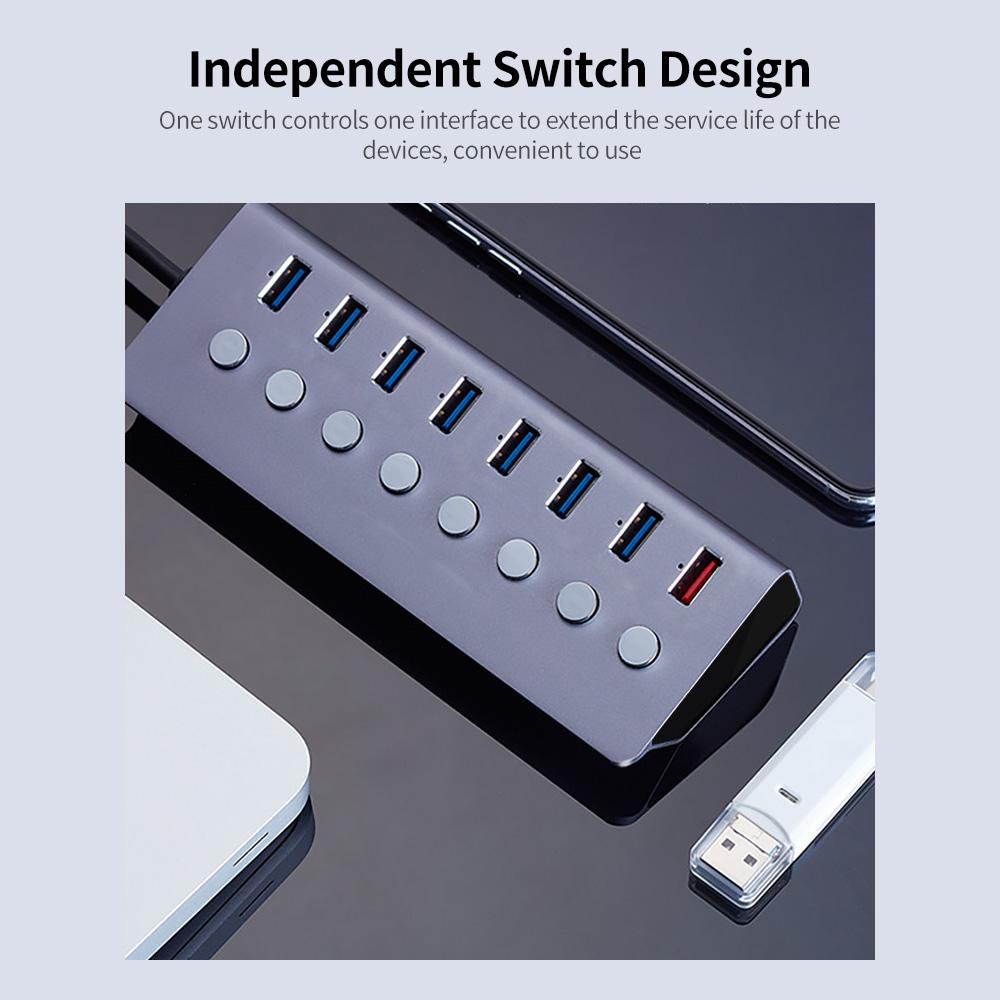 Многофункциональный 8-портовый USB-концентратор USB-удлинитель с 7 портами расширения USB3.0 1 зарядка