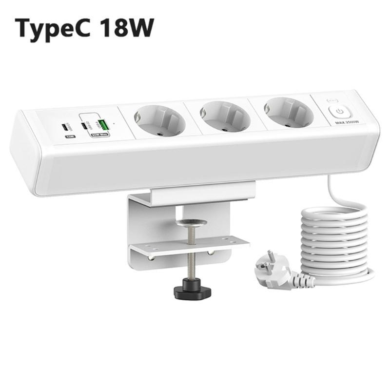 Стяжной кронштейн для удлинителей 3 розетки AC 3 порта USB PD18W/65W Хабы быстрой зарядки Кабель 1.8 метра для домашнего офисного стола