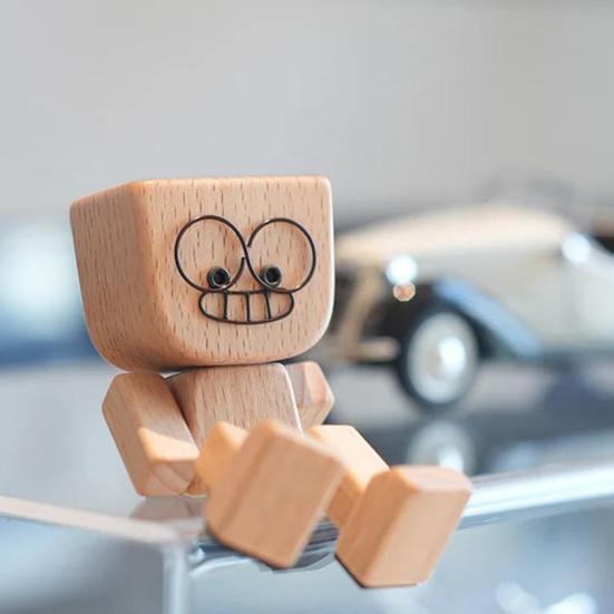 1 Набор трясущейся деревянной фигурки человека с 12 выражениями, ручной работы, с трясущимися ногами, деревянная кукла, украшение для приборной панели автомобиля, для рабочего стола