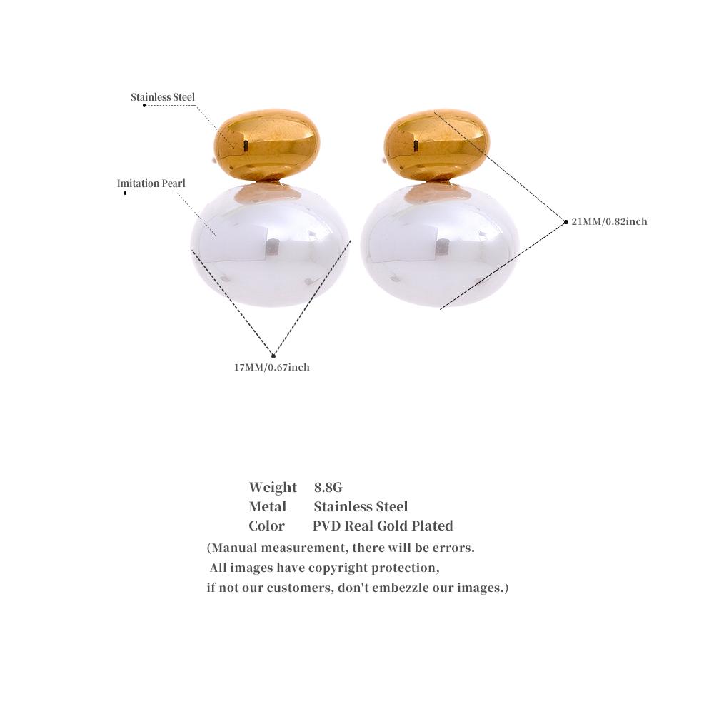 Yhpup 316 Stainless Steel Imitation Pearl Beads No Scratches Stud Earrings Daily Chic Fashion Japan Simple Ear Jewelry for Women