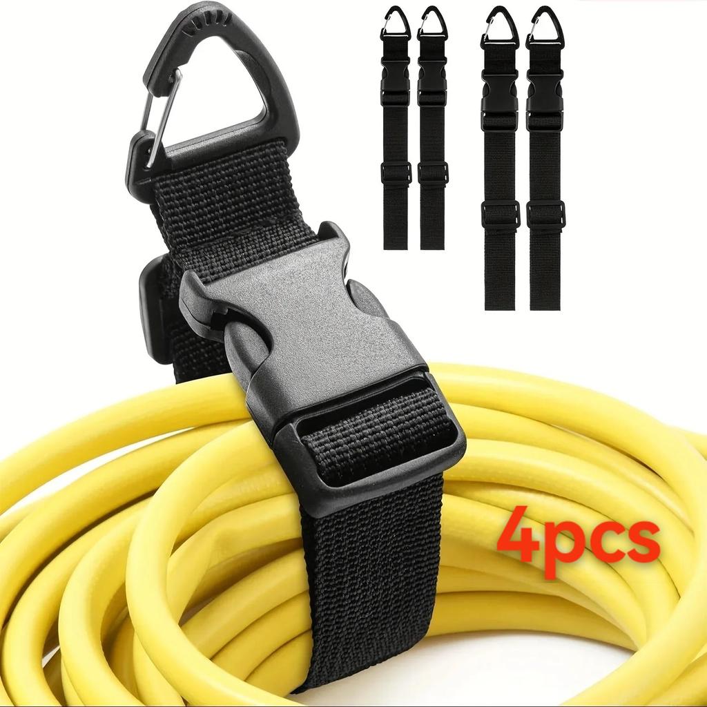 2.5*45cm Black Adjustable Extension Cord Organizer Heavy-Duty 3-Axis Buckle Storage Strap for Workshop Garage Cable Management