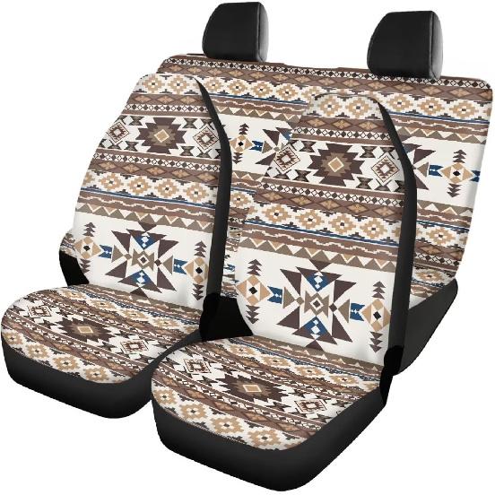 Чехлы на автомобильные сиденья с принтом коричневой коровы, 4 шт., Чехлы на передние и заднее сиденья автомобиля, Универсальные эластичные подушки на сиденья автомобиля, Защита салона автомобиля