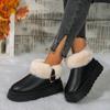 Snow Boots for Women  Winter New Cashmere Boots Fashion Metal Buckle Thick Soles Plush Botas Cotton Shoes for Woman