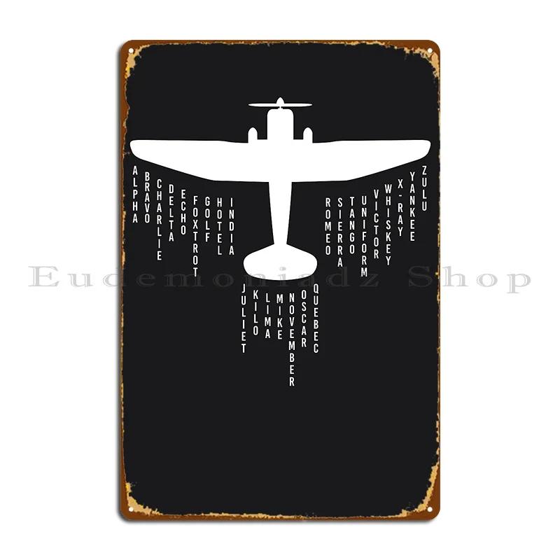 Airplane Phonetic Alphabet Pilot Gift Metal Plaque Poster Design Wall Decor Print Club Vintage Tin Sign Poster