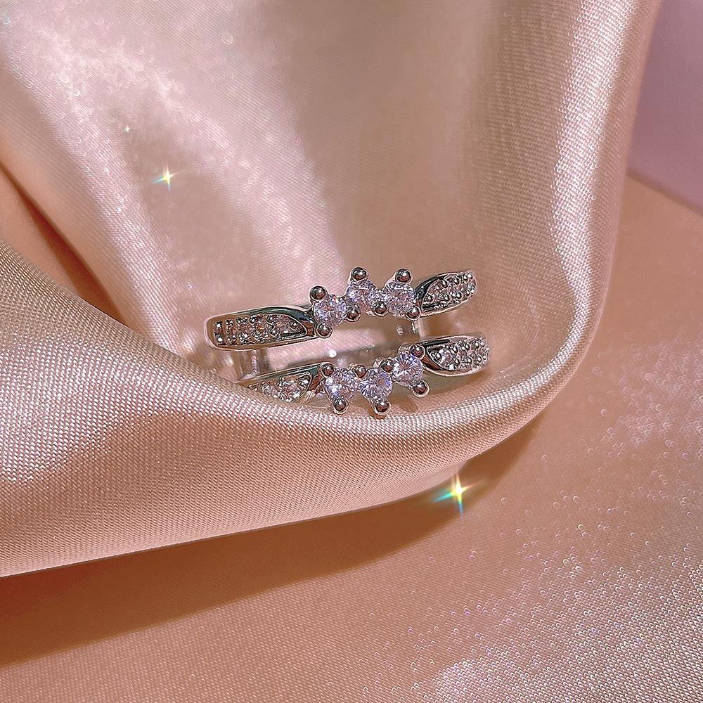 Двухслойный волнистый узор, элегантный и универсальный, европейский и американский, корейский вариант, женское кольцо, корейская мода, преувеличенное женское кольцо на указательный палец