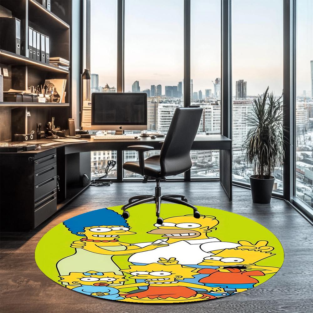 The Simpsons Printed Round Rug Carpet Chair Rug Area Rug Entryway Doormats,for Office Chair Living Room Bedroom Kitchen Room.
