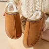 Solid Color Faux Deerskin Velvet Splicing Home Slippers Thick Bottom Non-slip Lightweight Warm Cotton Slippers Female