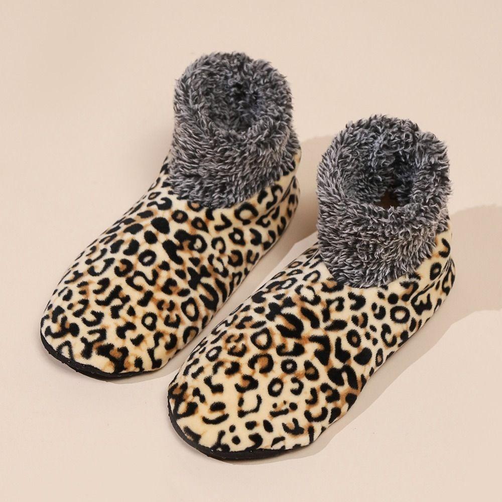 Winter Thicken Warm Chic Leopard Print Socks Indoor Non-Slip Couple socks Christmas Gifts