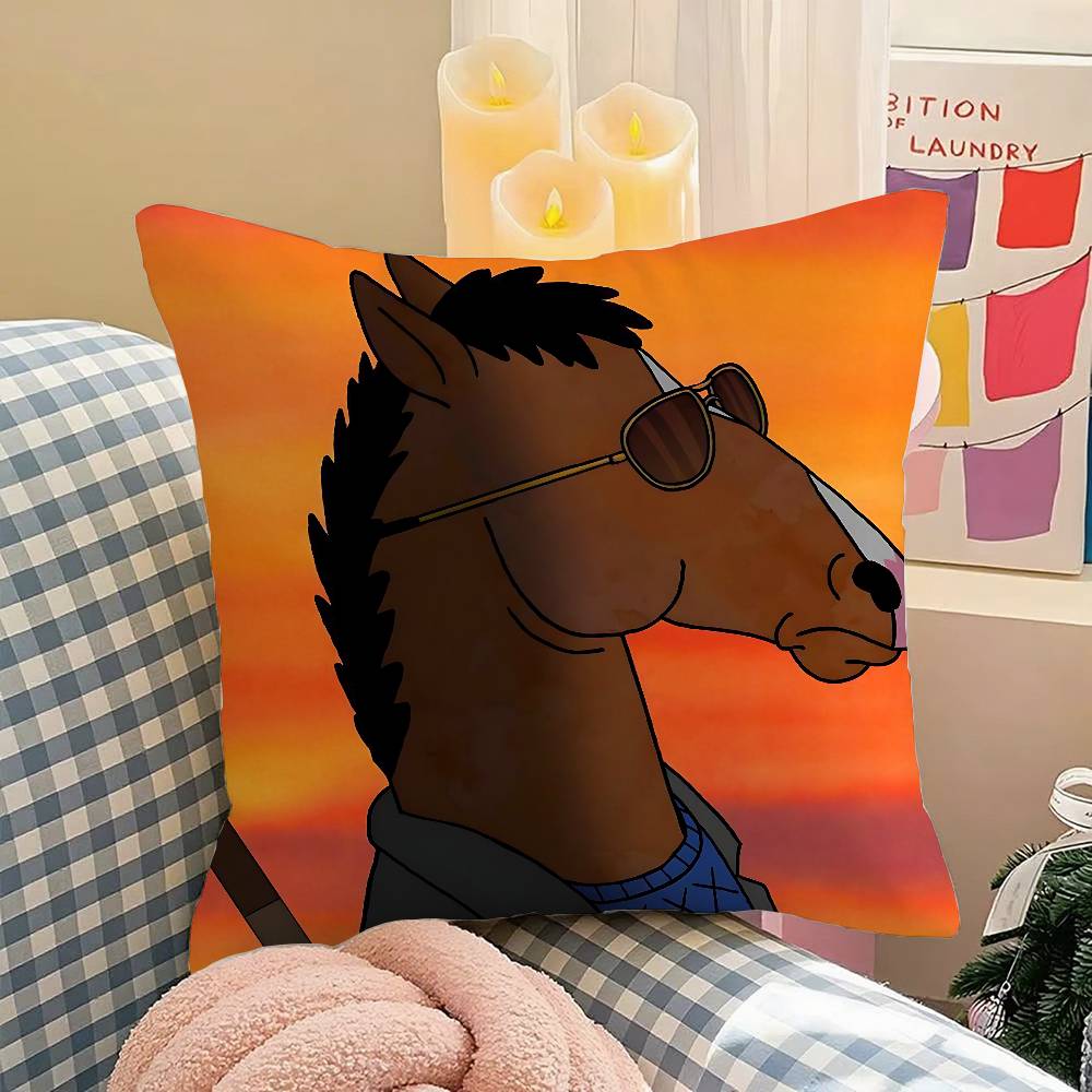 Мультяшная Наволочка для Подушки с Изображением B-Bojack H-Horseman Плед Nordic Vintage Style Чехлы для Подушек Декор для Домашней Гостиной Дивана Софы Сиденья