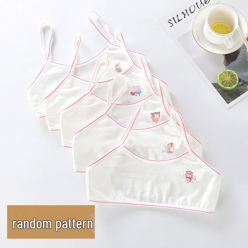 Девичья майка-бра из чистого хлопка - Защита от выпирания, Тонкая, Дизайн с сердечками