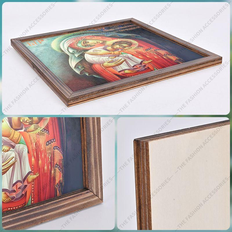 Декоративная роспись православных икон, Освященная икона "Защитница смелых и покинутых", Роспись фоторамки, Христианское настенное искусство, 20см*20см, подарок