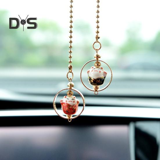 Подвеска для зеркала заднего вида, подвесные аксессуары для салона автомобиля, легко вешать, очаровательный внешний вид, подвесное украшение в виде счастливого кота