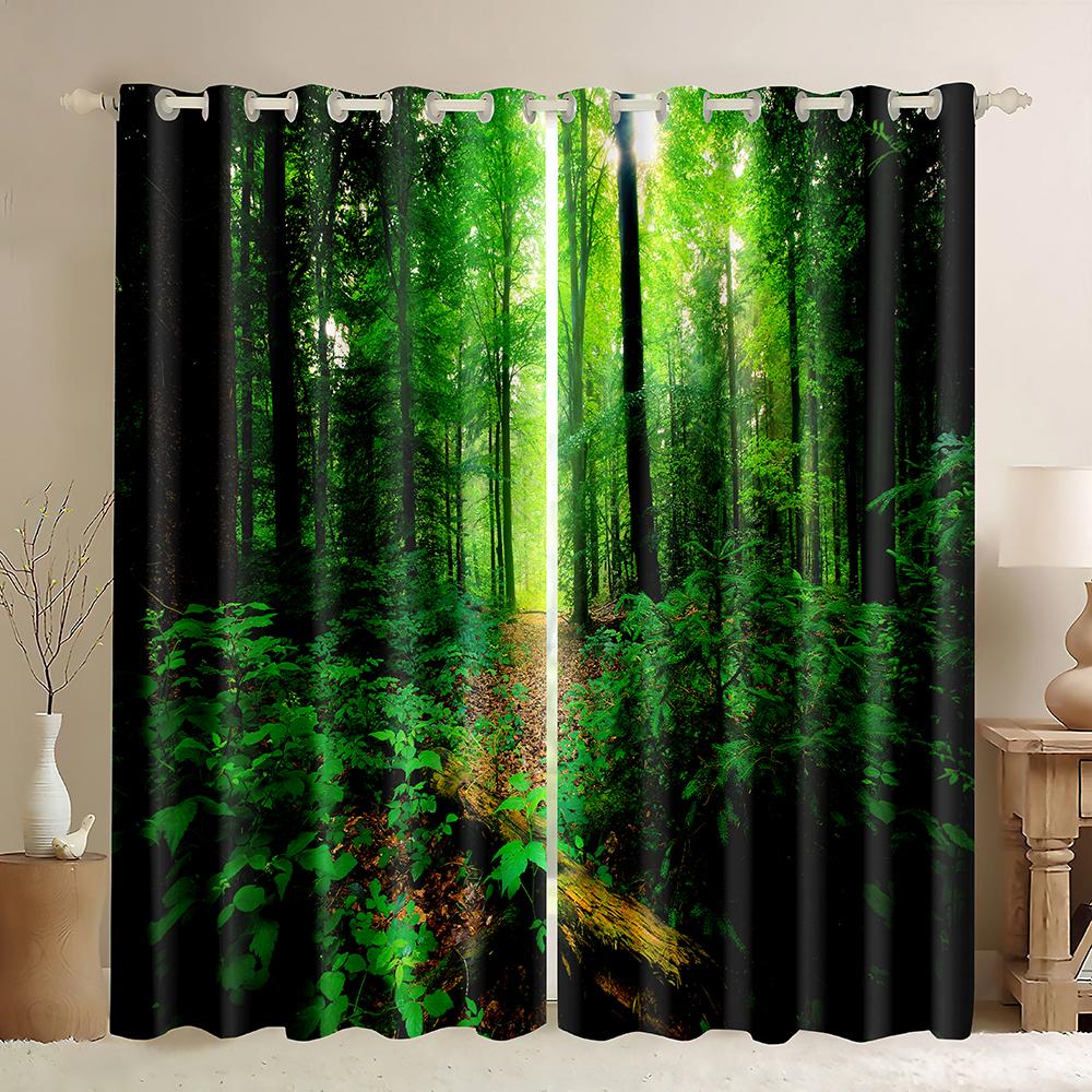 3D занавеска с принтом леса на заказ, зеленая лужайка, природа, сцена, оконные шторы для спальни, гостиной, тонкая занавеска, украшение