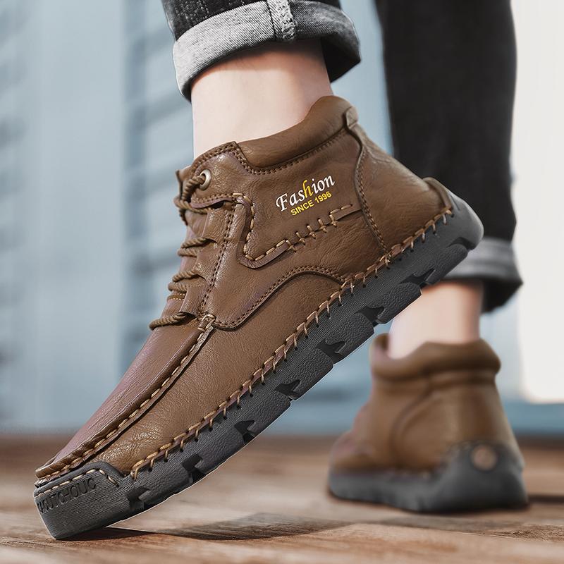 Spring/Autumn Men's Lace-up Large Size Retro Casual Shoes Casual Shoes Autumn/winter Plus Velvet Warm Handmade Ankle Boots