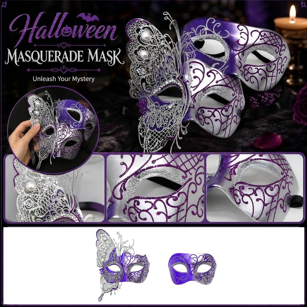 Halloween Masquerade Butterfly with Rhinestones - for Party, Unisex Costume