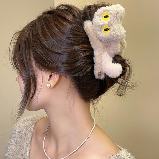 Плюшевая кошачья заколка-коготь, большая 3D-заколка для волос в виде кошки, мультяшная акула, женская заколка для укладки волос, аксессуар