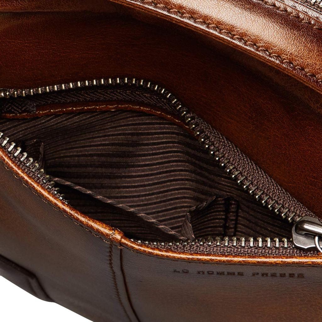 Сумка через плечо из воловьей кожи, произведенная в Японии, архаичная, 71863, коричневая [L'Homme Presse]