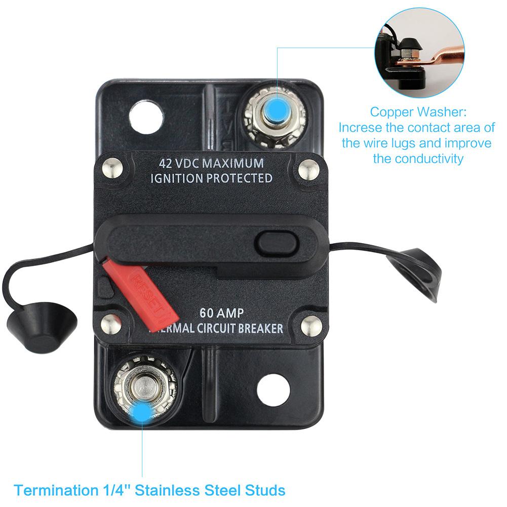 Wide Range 30A-300A AMP Circuit Breaker Fuse 12-48V DC Reset Waterproof For Car Boat Auto Circuit Breaker 6