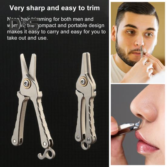 Маленькие ножницы из титанового сплава для мужчин и женщин, мини-триммер для волос в носу, портативный, для путешествий на открытом воздухе, металлические инструменты для стрижки бороды и бровей, брелок-подвеска