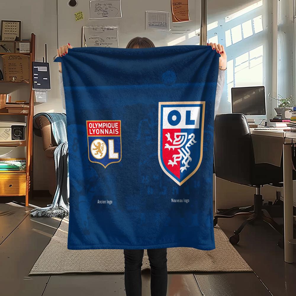 Olympique Lyonnais Football Team,pattern Flannel Blanket, High quality Comfortable for All Seasons, Home Decor, Warmth and Comfort, Perfect for Gifts.