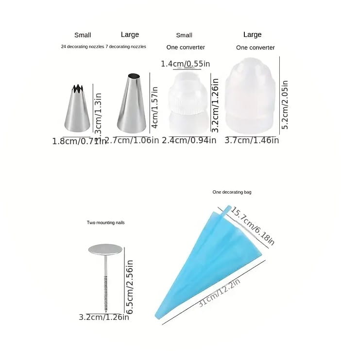 Pastry Tips Decorating Set 36 Pcs Adapter Bag Pin