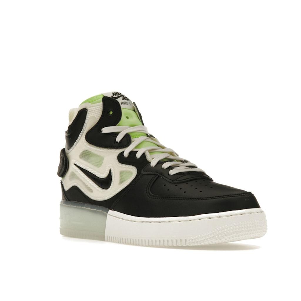 Nike Air Force 1 Mid React Black Neon Men Sneakers White Sail Ghost-Green DQ1872-100