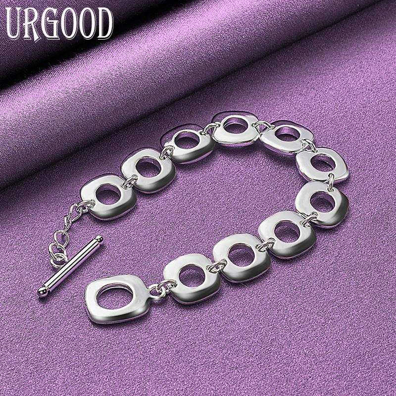 925 Sterling Silver Square Bracelet Party Fashion Gift Jewelry