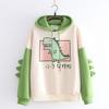 Dinosaur Oversized Cartoon Hoodie Women Fashion Sweatshirt Casual Print Korean Style Thicken Sweatshirt Winter Dino Hoodie Tops