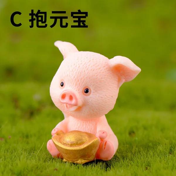 Фигурка семьи микро-свинок, украшения из смолы, миниатюрная модель, мини-статуэтка животного, бонсай, украшение для сада и дома
