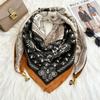 Neck protection magnetic buckle scarf new autumn and winter square scarf women's triangular silk scarf shawl high-end scarf black and white