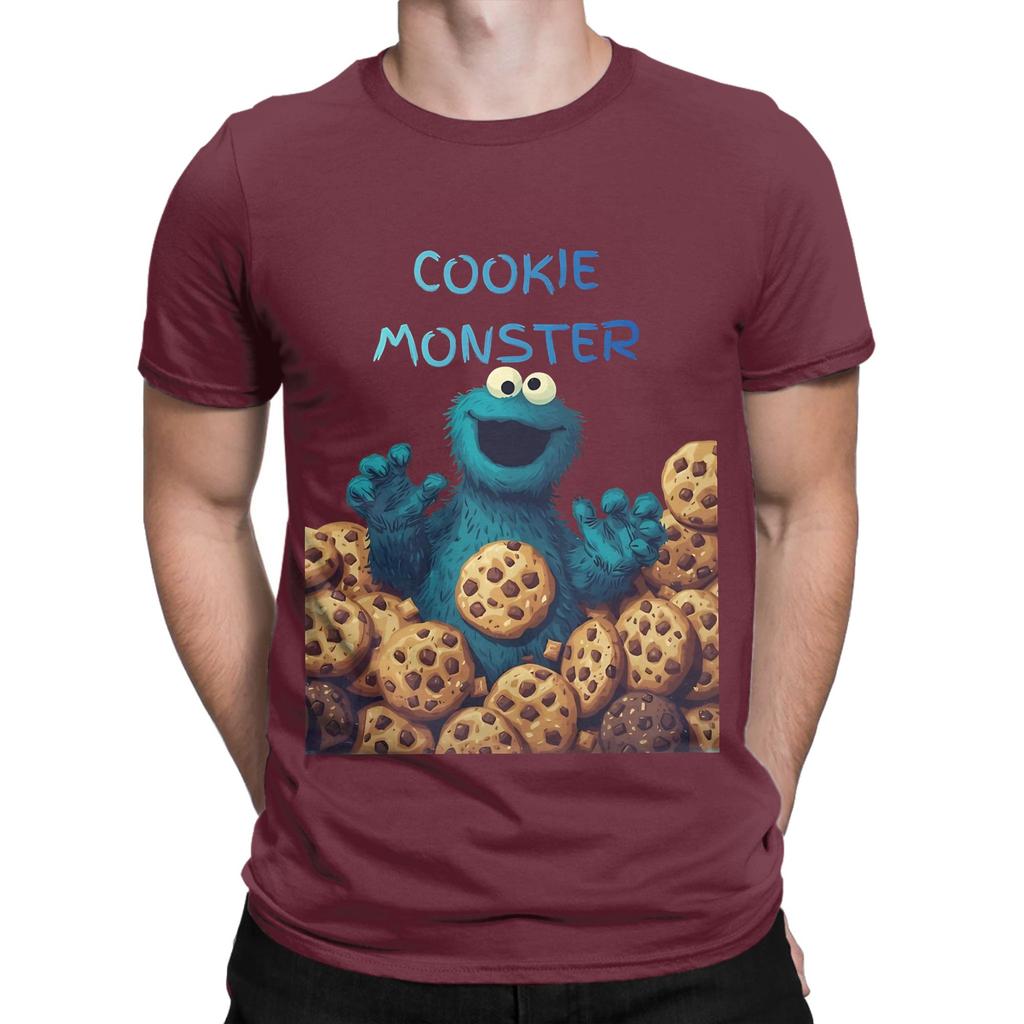 COOOKIE MONSTER Novelty 100 Cotton TShirt sSesame Street Tops Tees For Unisex
