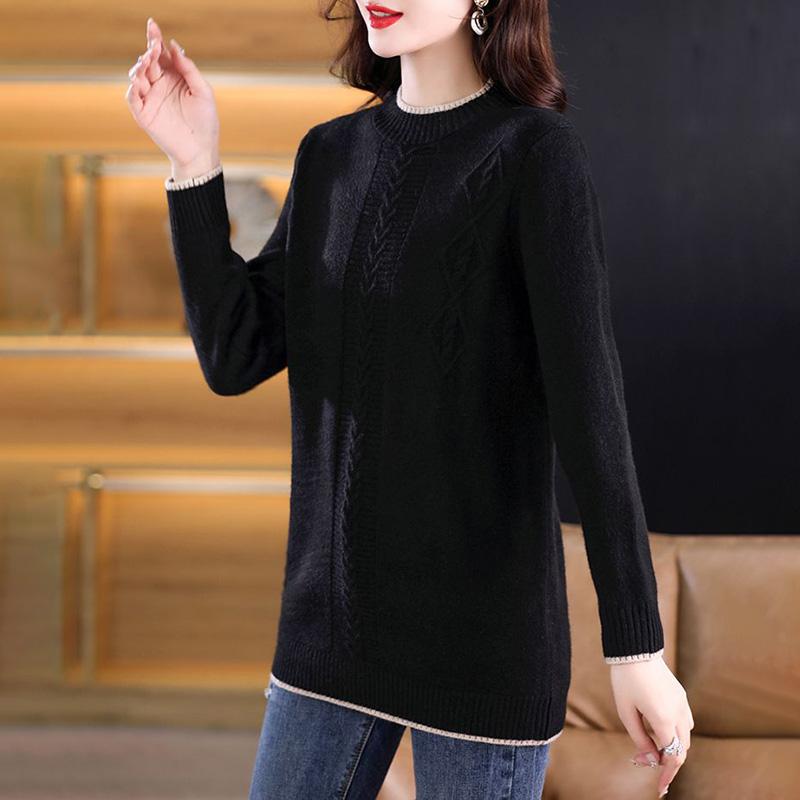 Свитер для женщин осень зима утолщенный пуловер свитер теплый вязаный свитер длинный рукав короткий облегающий джемпер большой размер свитер топы