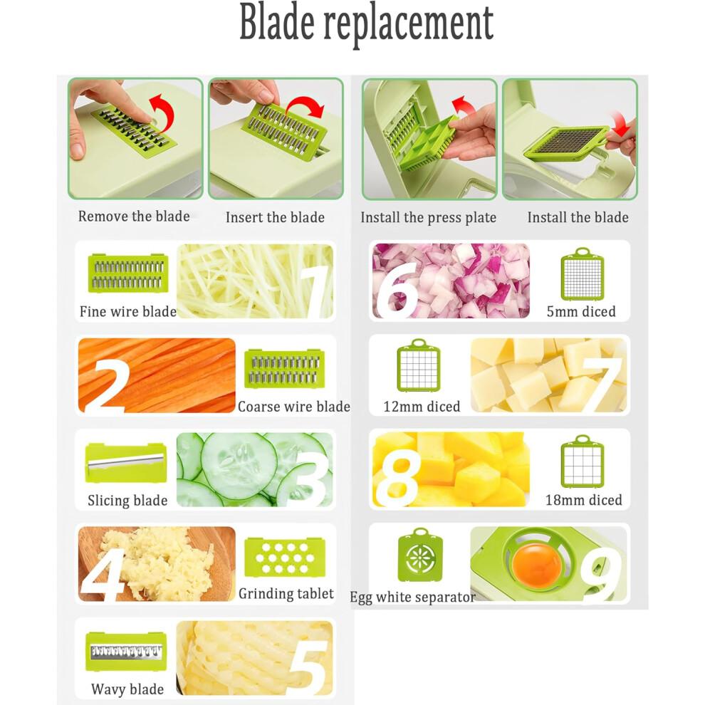 Vegetable Chopper with Container, 17 in 1 Mandoline Slicer, 9 Blades, RustResistant, Dishwasher Safe
