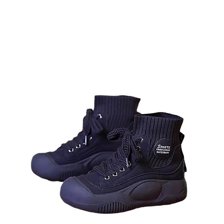 2025 Autumn Leather British Style Retro Mid-top Casual Shoes Women's Ugly Cute Big Head Fashion Breathable Short Boots Women's Shoes Trend