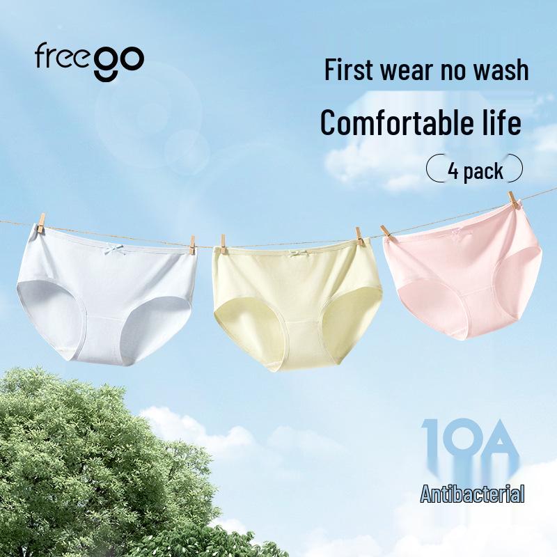 Freego Antibacterial Bow Cotton Women's Panties - Wash-Free, Pure Cotton, Triangle Design