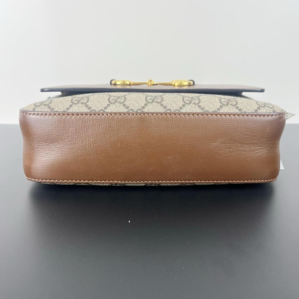 [Pre-Owned] Gucci Horsebit 1955 Small Shoulder Bag 'Beige/Ebony' - Excellent #88VANG