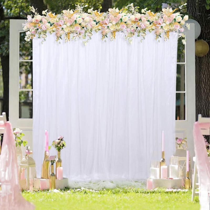2M Wedding Birthday Baby Shower Party Silk Tulle Backdrop Curtains White/Pink