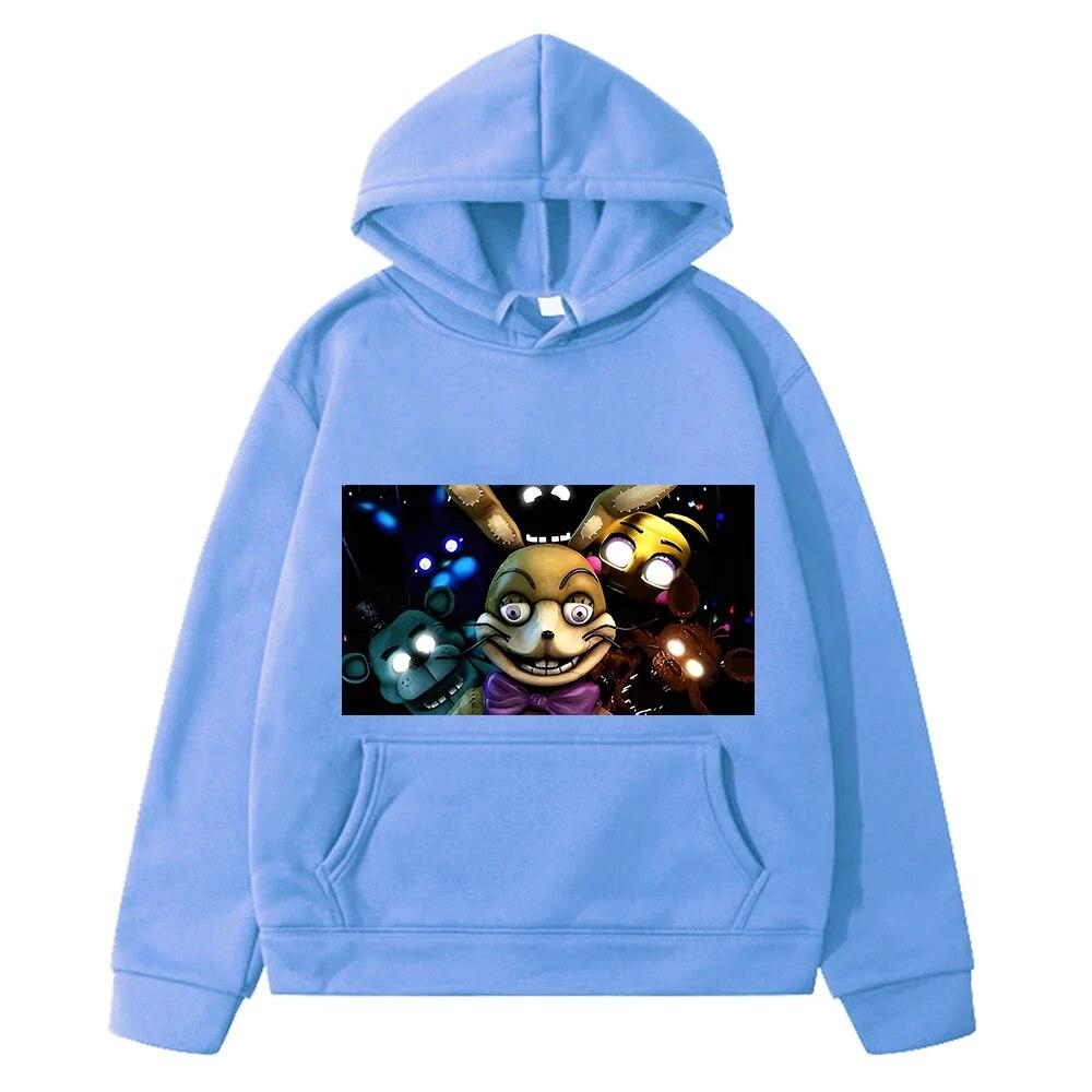 Толстовка с капюшоном в стиле аниме FNAF, осенняя флисовая толстовка для мальчиков y2k, пуловер Sudadera, куртка с медведем и кроликом, кавайные толстовки с капюшоном, детская одежда для девочек